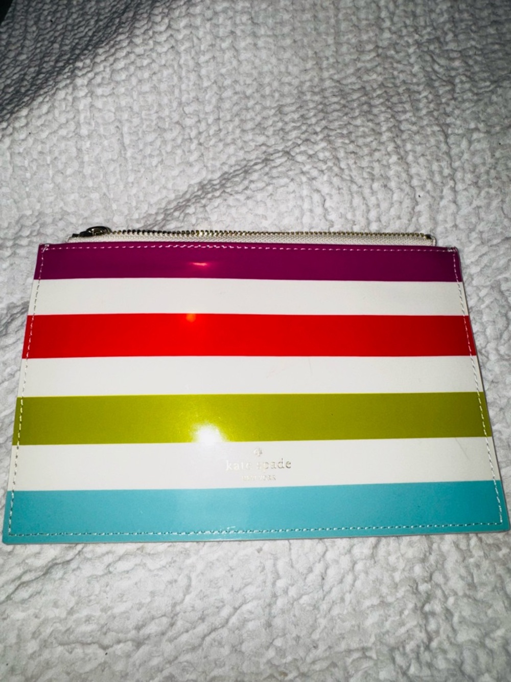 Vintage kate spade Bright Multicolor Horizontal Stripe Patent Pouch